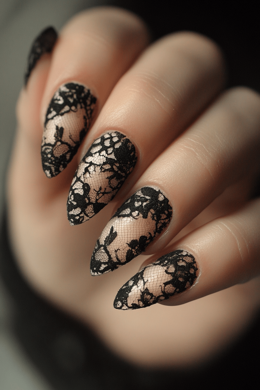 13. Vintage Tattered Lace (Grunge Nail Design Ideas) - Grunge Nail Design Ideas