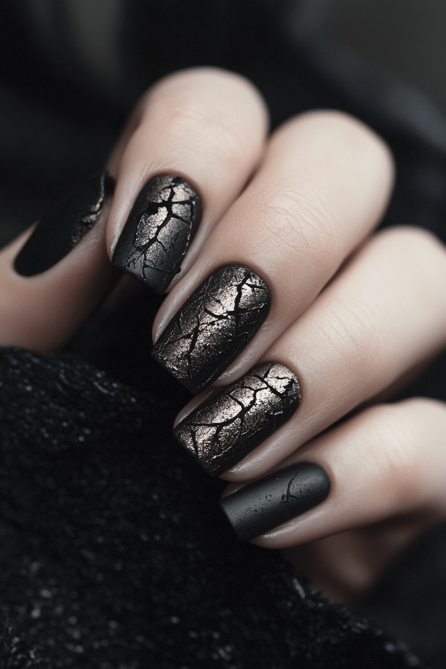 15. Cracked Leather Finish (Grunge Nail Design Ideas) - Grunge Nail Design Ideas
