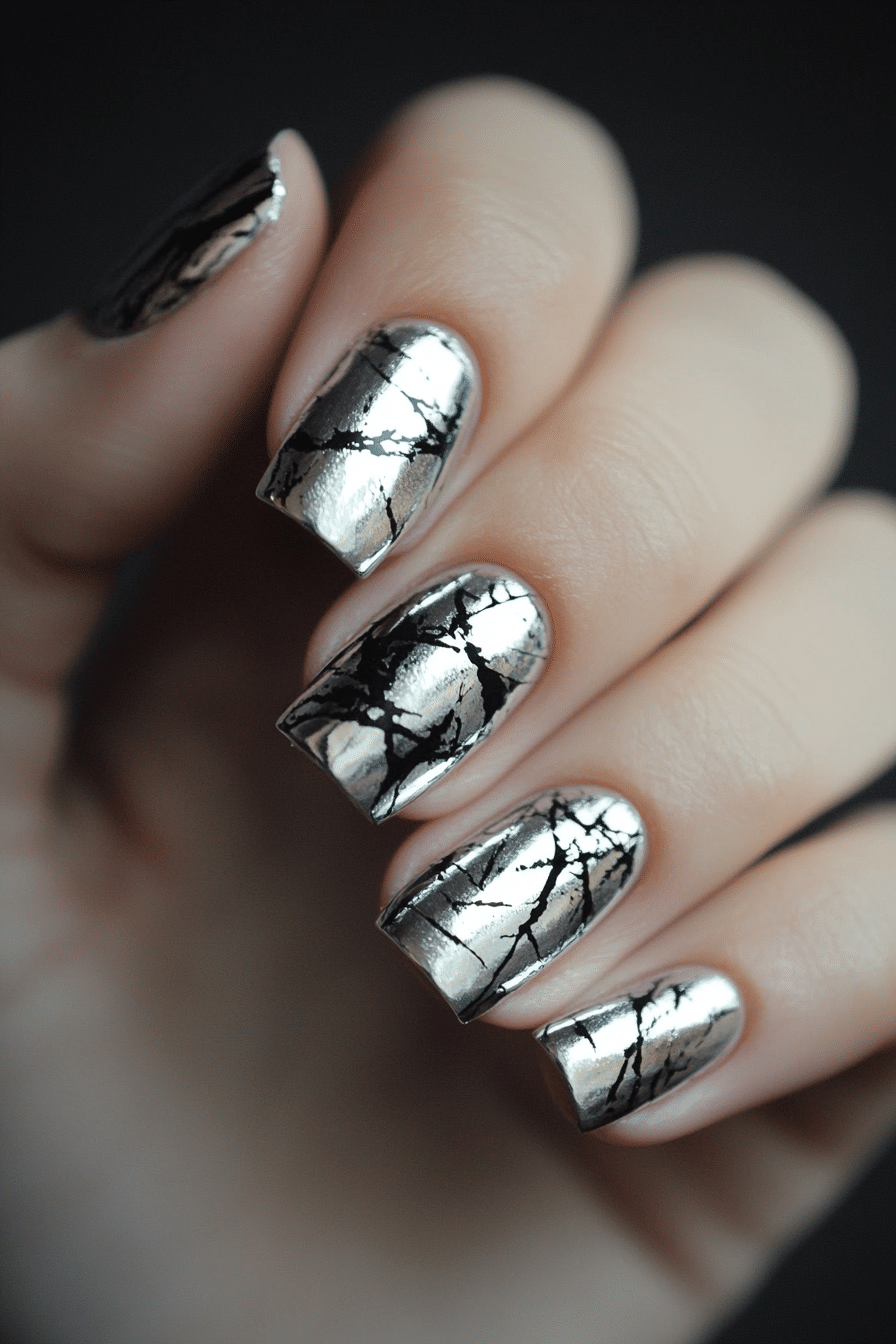 16. Scratched Silver (Grunge Nail Design Ideas) - Grunge Nail Design Ideas