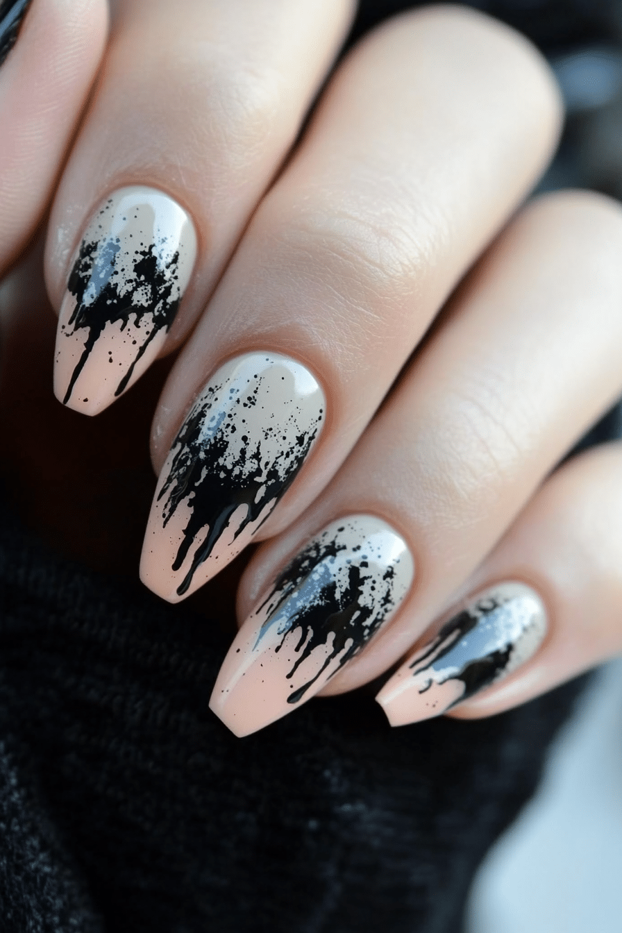 19. Bleeding Ink (Grunge Nail Design Ideas) - Grunge Nail Design Ideas