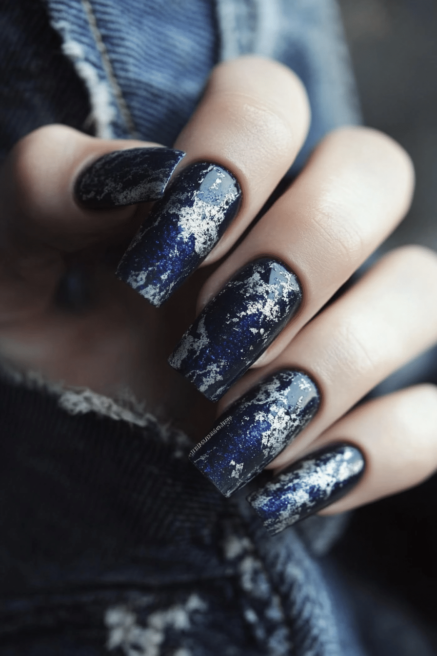 20. Ripped Denim Texture (Grunge Nail Design Ideas) - Grunge Nail Design Ideas