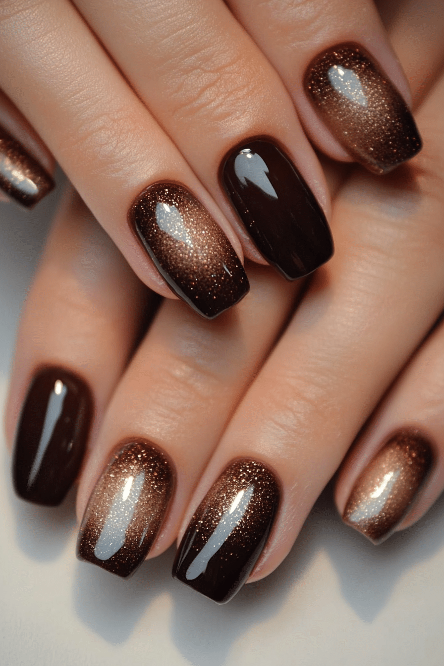 4. Metallic Mocha (Short Nail Design Ideas) - Short Nail Design Ideas
