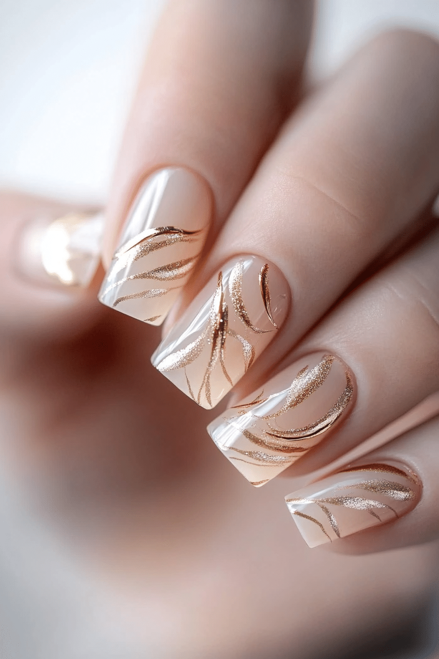 6. Gilded Swirls (Short Nail Design Ideas) - Short Nail Design Ideas