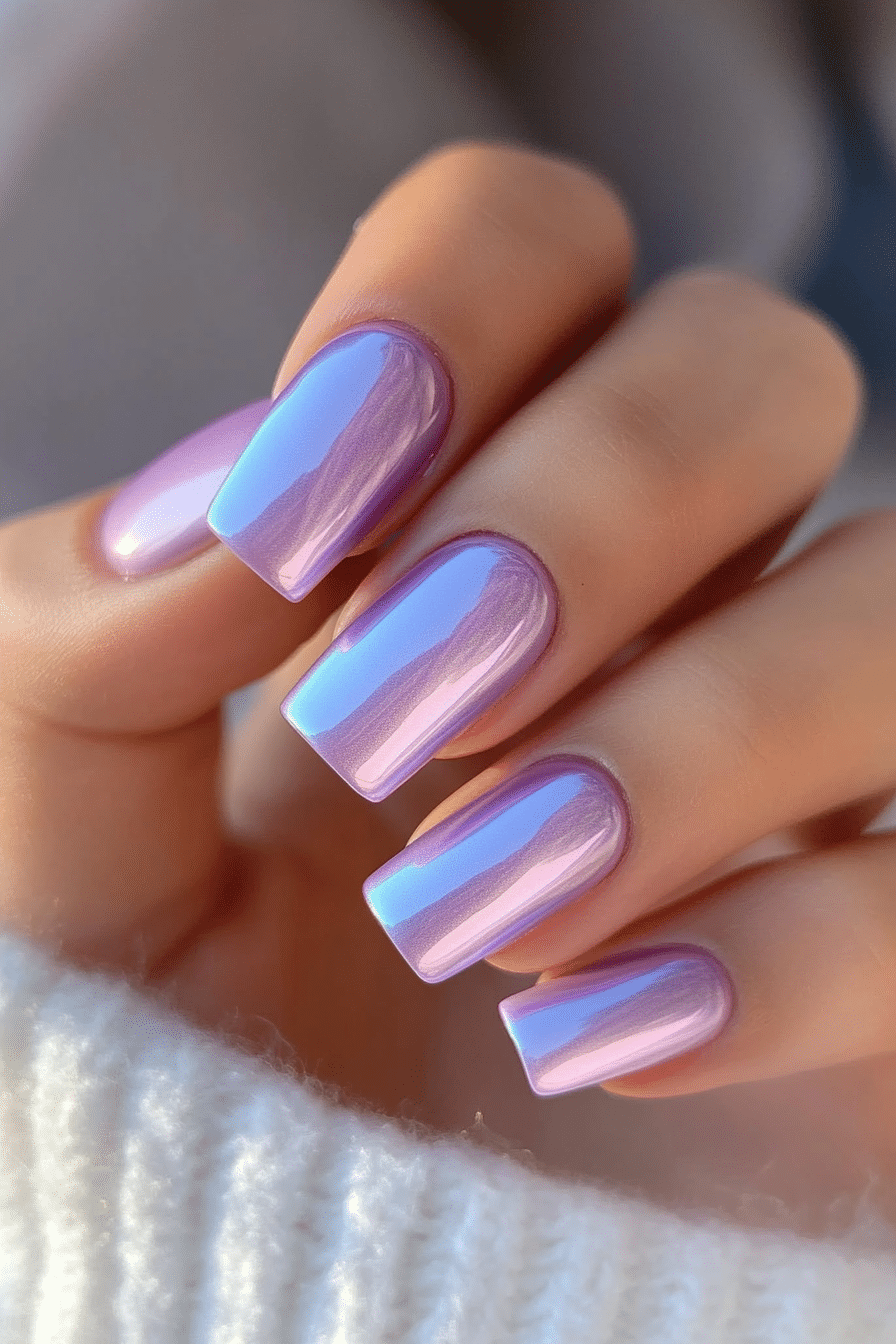 9. Icy Lavender Chrome (Short Nail Design Ideas) - Short Nail Design Ideas