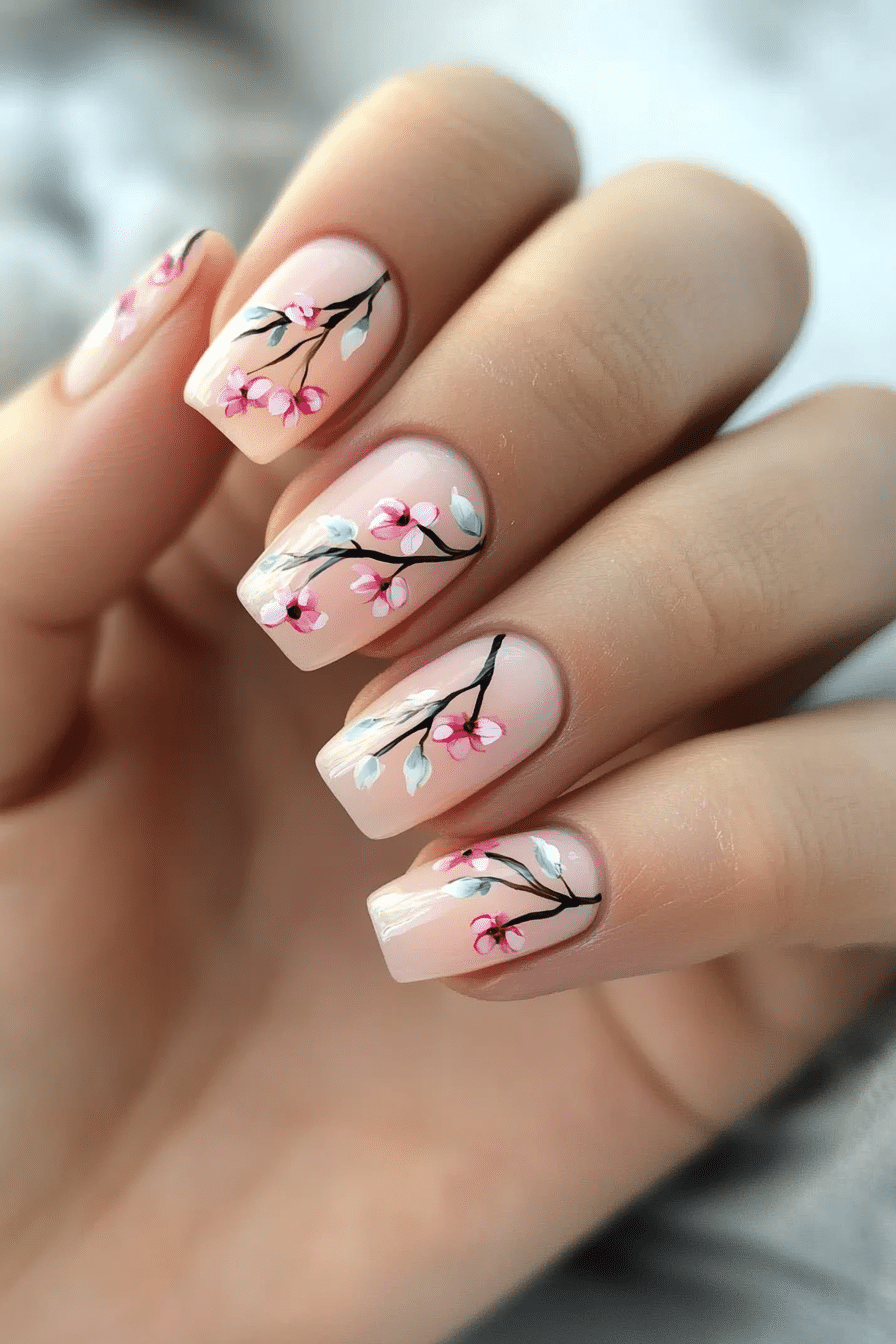 14. Watercolor Blooms (Short Nail Design Ideas) - Short Nail Design Ideas