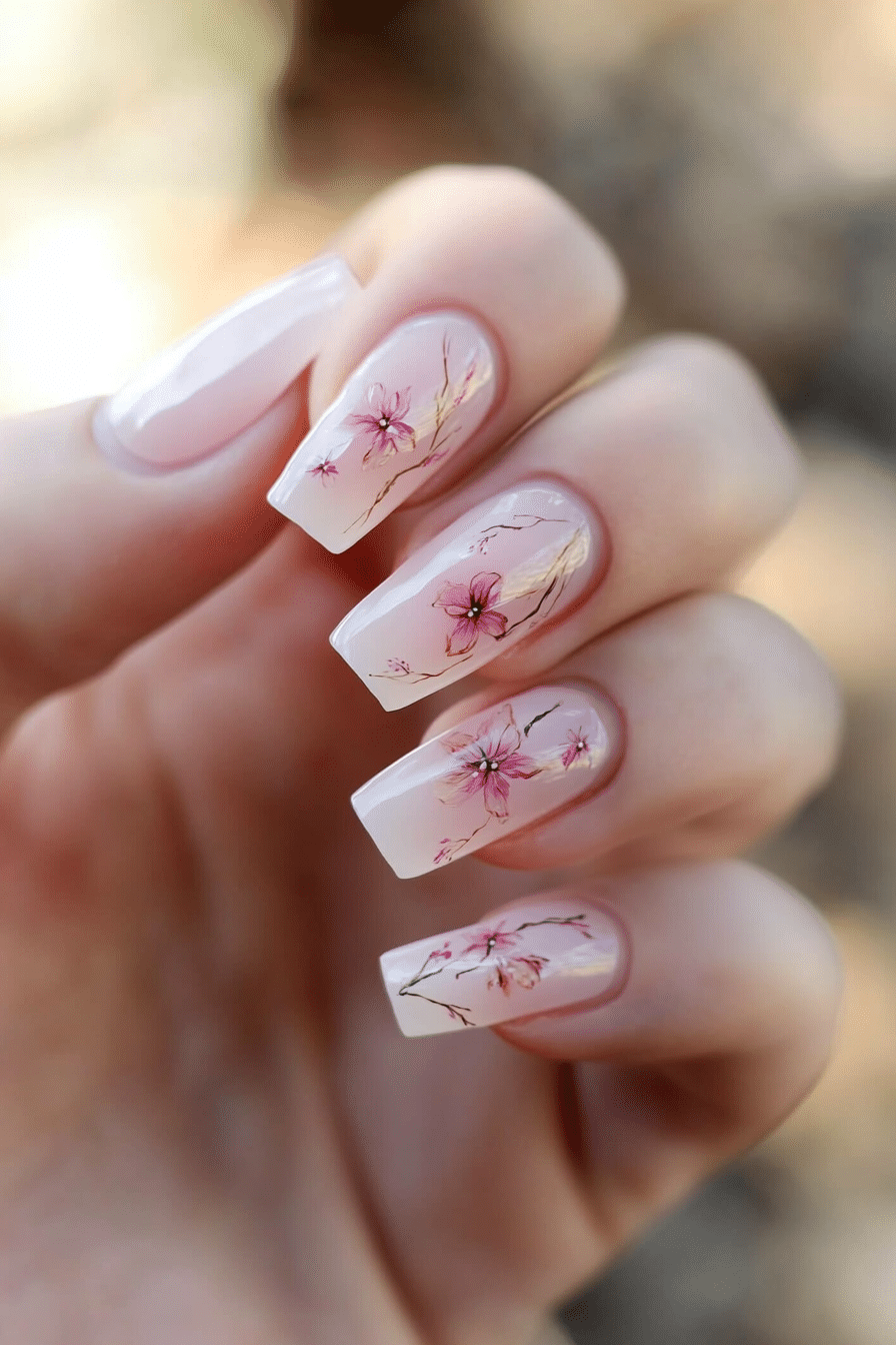5. Sheer Petal Perfection (Nail Design Ideas For Wedding) - Nail Design Ideas For Wedding