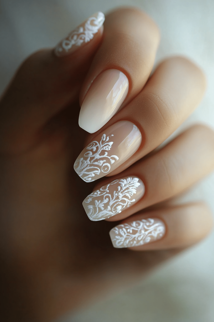 7. Chic Lace Details (Nail Design Ideas For Wedding) - Nail Design Ideas For Wedding