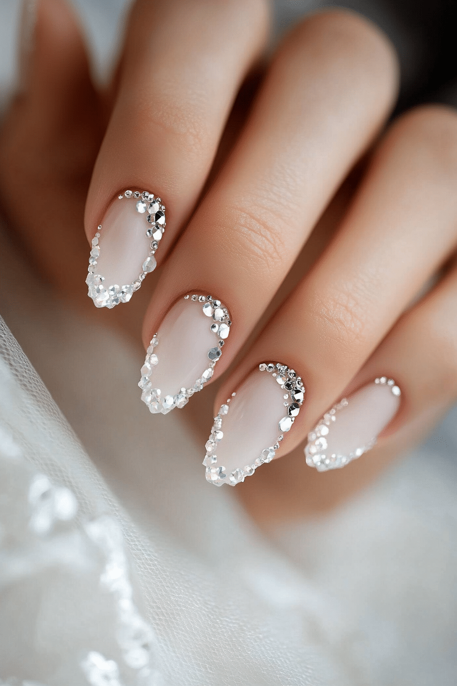 14. Crystal Embellished Tips (Nail Design Ideas For Wedding) - Nail Design Ideas For Wedding
