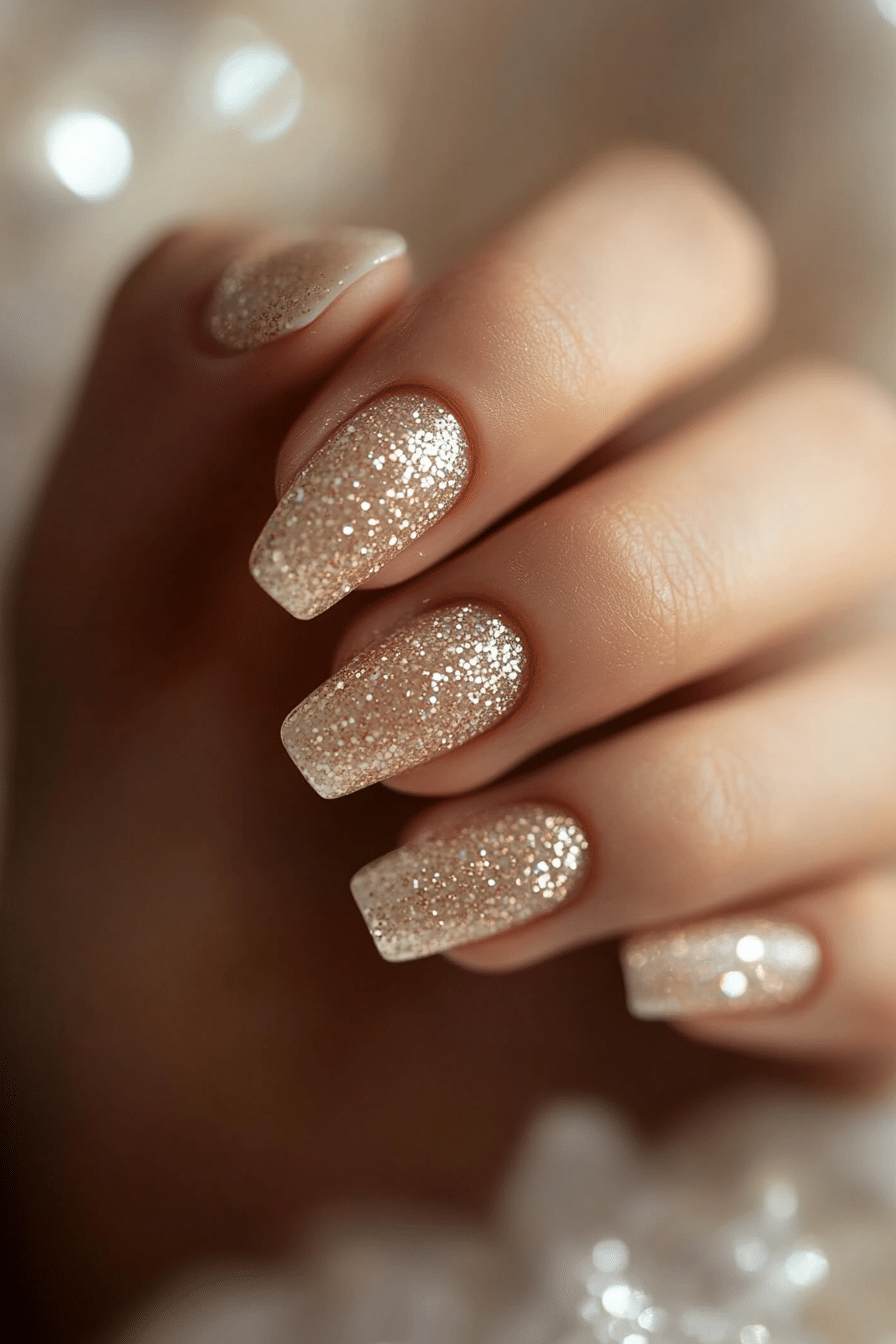 25. Champagne Sheer Glow (Nail Design Ideas For Wedding) - Nail Design Ideas For Wedding