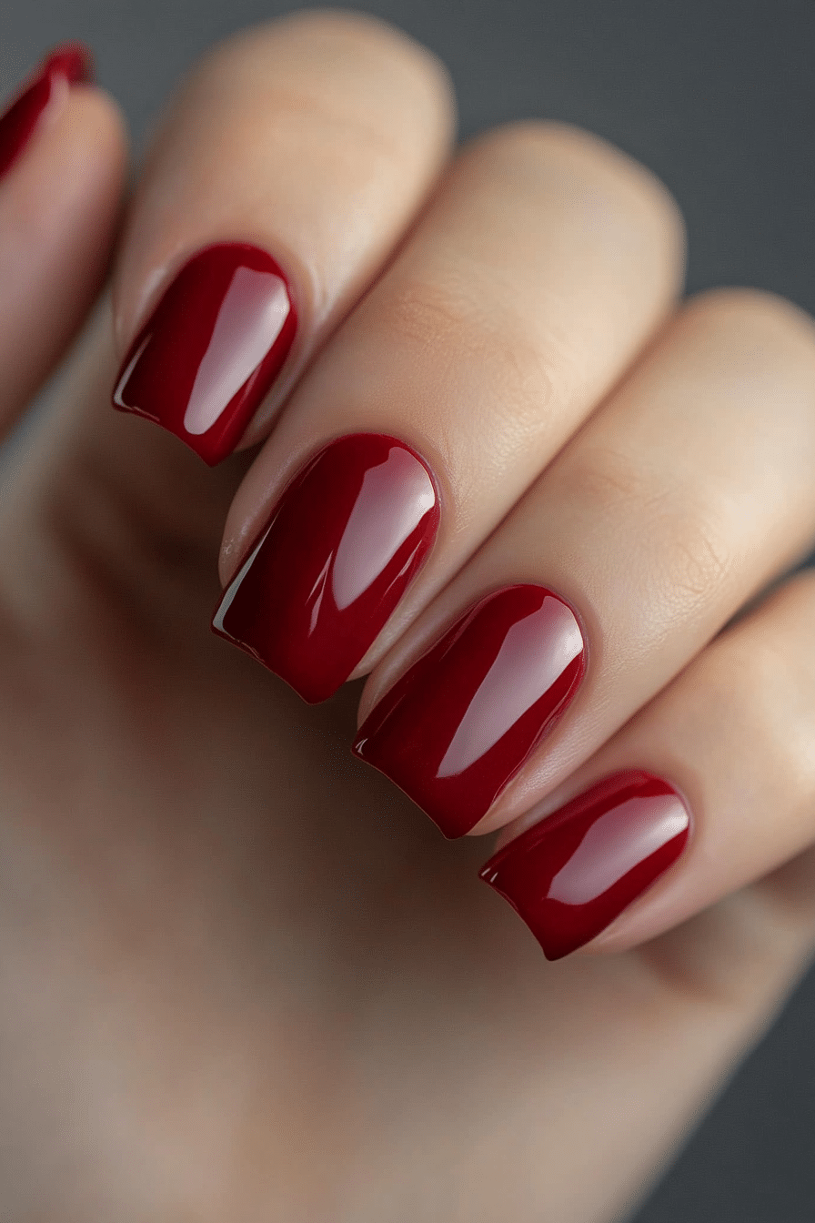 1. Classic Cherry Red Gloss (Nail Design Ideas For Women Over 50) - Nail Design Ideas For Women Over 50