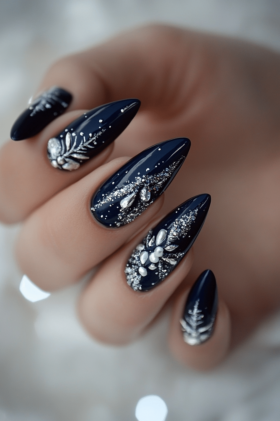 5. Midnight Blue Luxe (Nail Design Ideas For Women Over 50) - Nail Design Ideas For Women Over 50