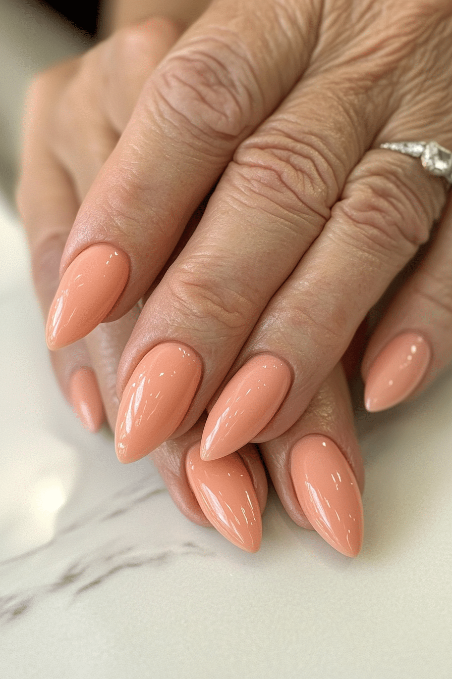 12. Sunset Peach Glow (Nail Design Ideas For Women Over 50) - Nail Design Ideas For Women Over 50