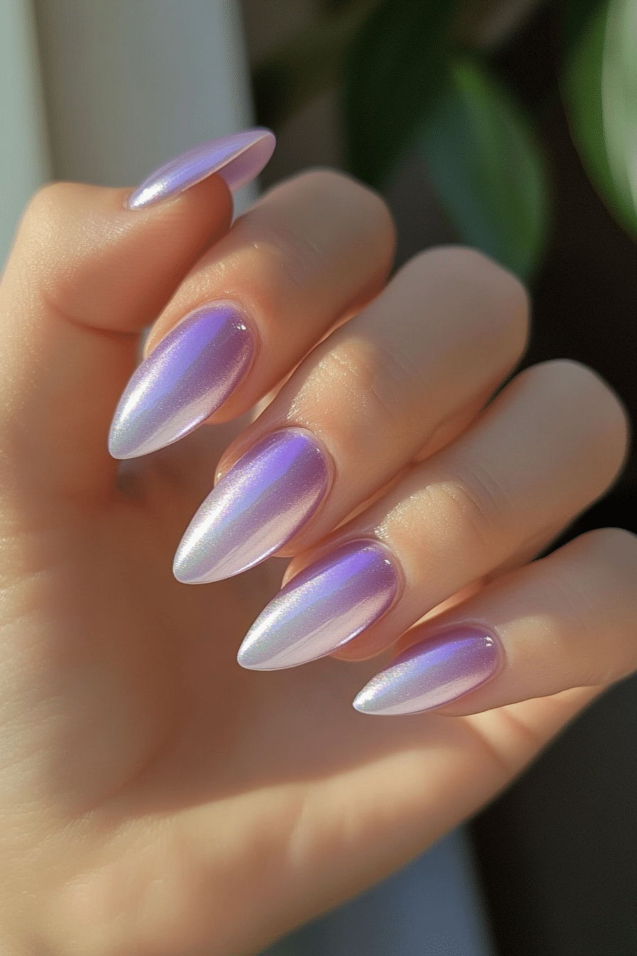 17. Iridescent Lavender Whisper (Nail Design Ideas For Women Over 50) - Nail Design Ideas For Women Over 50