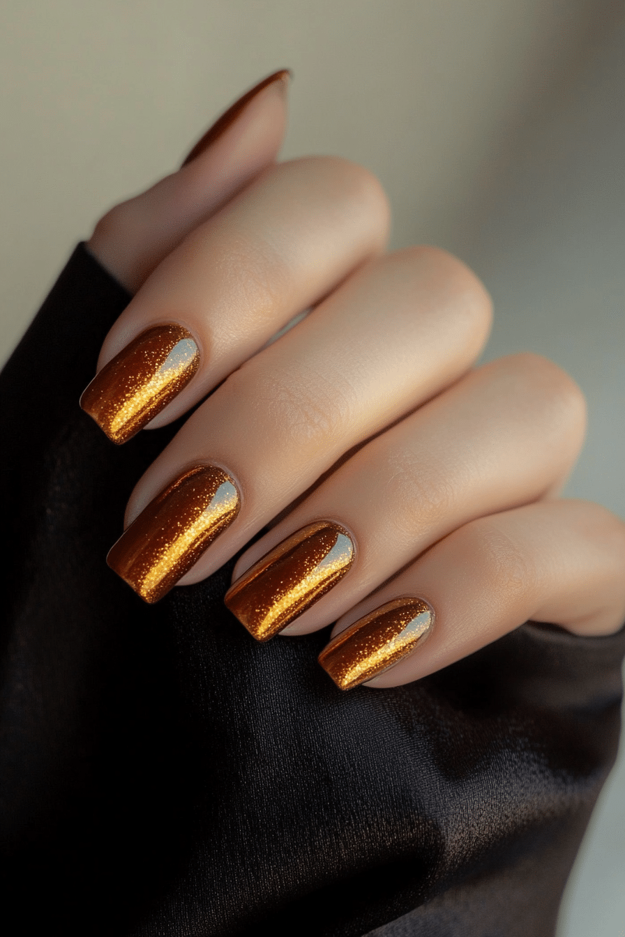 20. Amber Gold Accents (Nail Design Ideas For Women Over 50) - Nail Design Ideas For Women Over 50