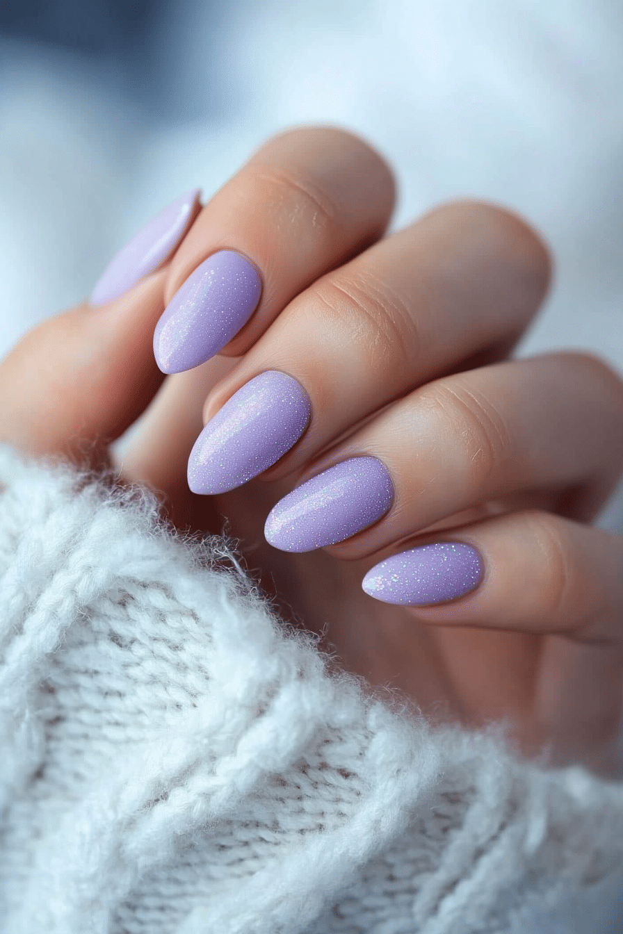 22. Delicate Periwinkle Shimmer (Nail Design Ideas For Women Over 50) - Nail Design Ideas For Women Over 50