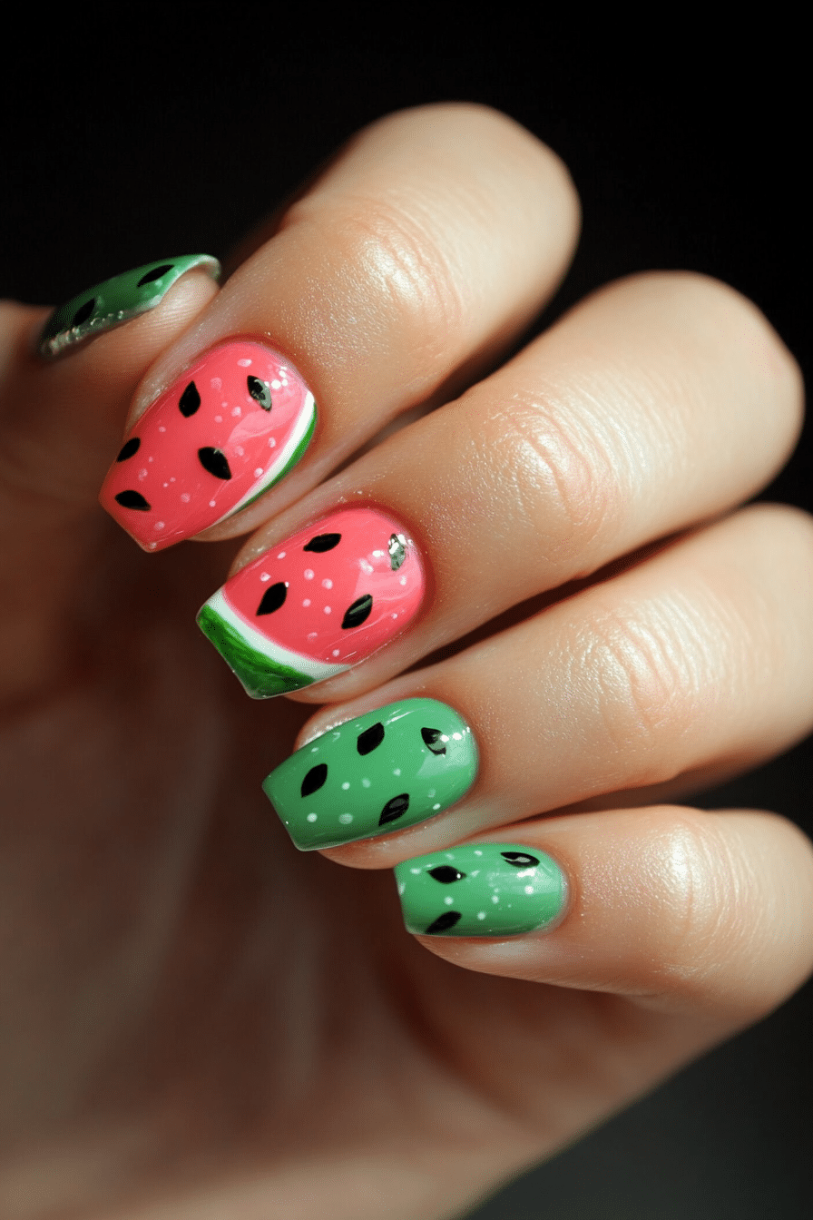 5. Watermelon Crush (Summer Nail Design Ideas) - Summer Nail Design Ideas