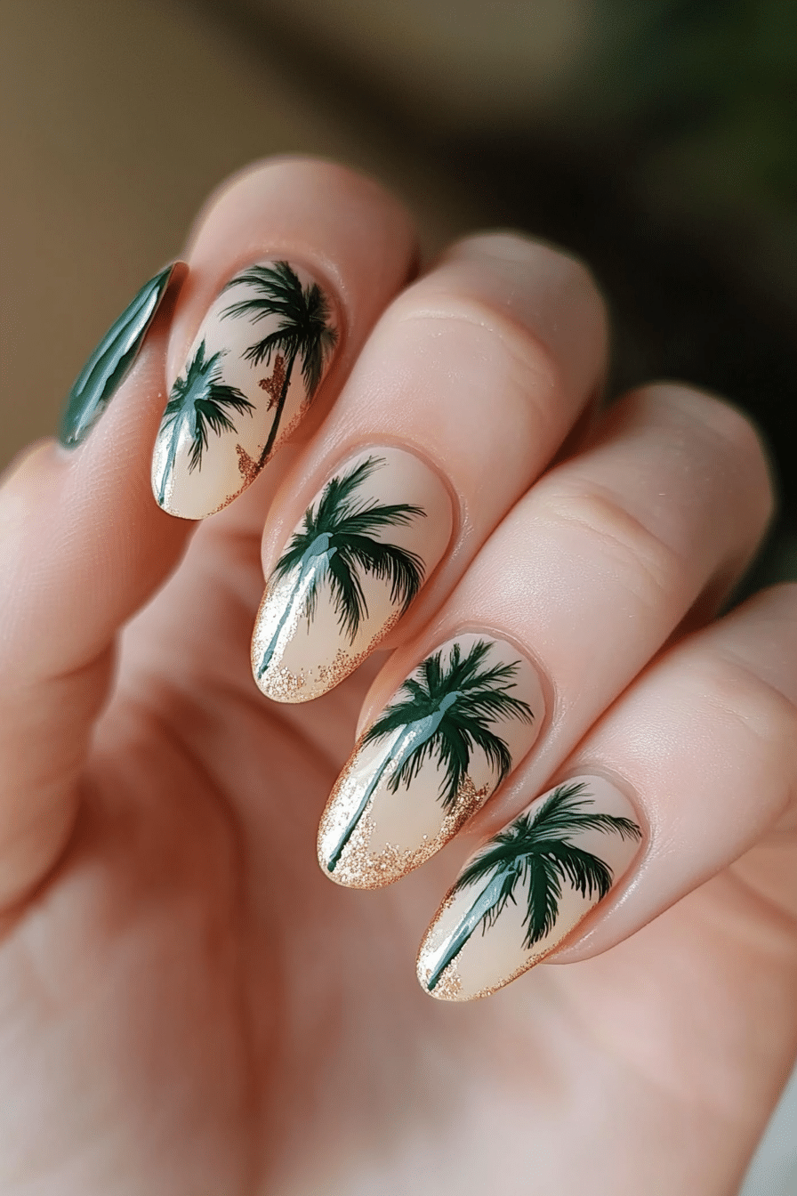 11. Palm Paradise (Summer Nail Design Ideas) - Summer Nail Design Ideas