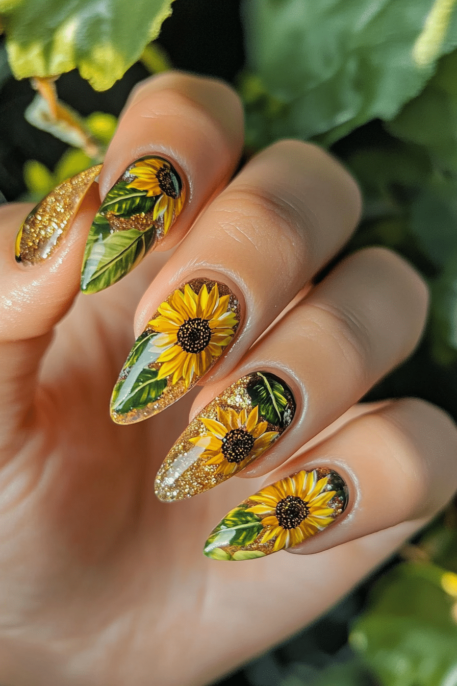 13. Sunflower Glow (Summer Nail Design Ideas) - Summer Nail Design Ideas