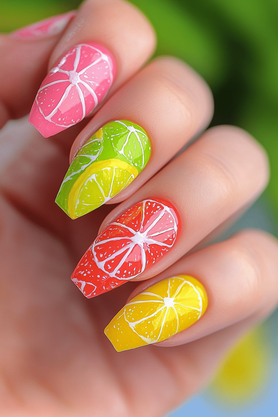 20. Citrus Zest Delight (Summer Nail Design Ideas) - Summer Nail Design Ideas