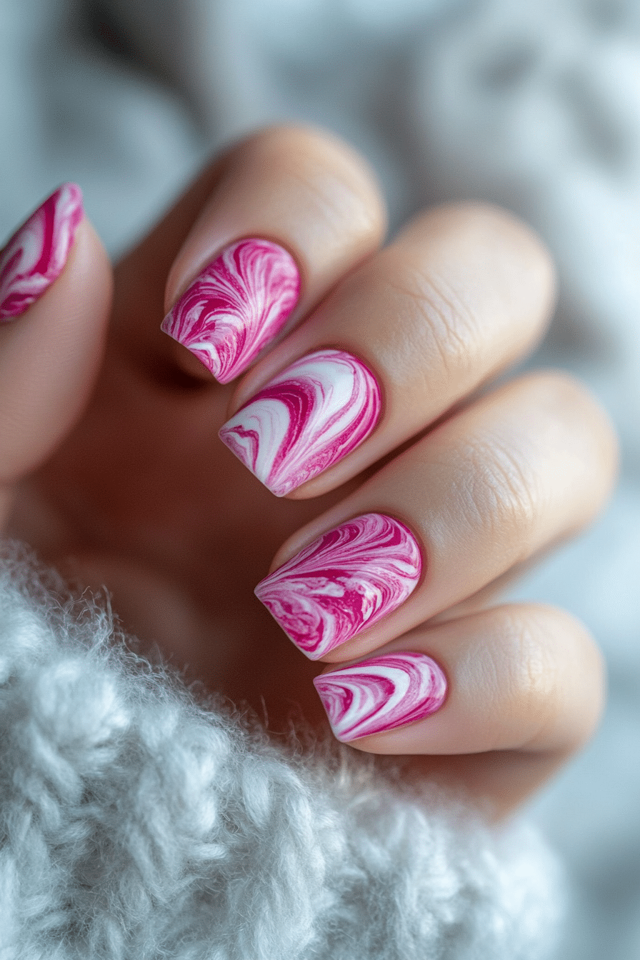 21. Berry Smoothie Swirl (Summer Nail Design Ideas) - Summer Nail Design Ideas