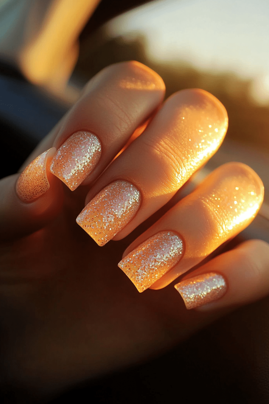 26. Peachy Sunset Glow (Summer Nail Design Ideas) - Summer Nail Design Ideas