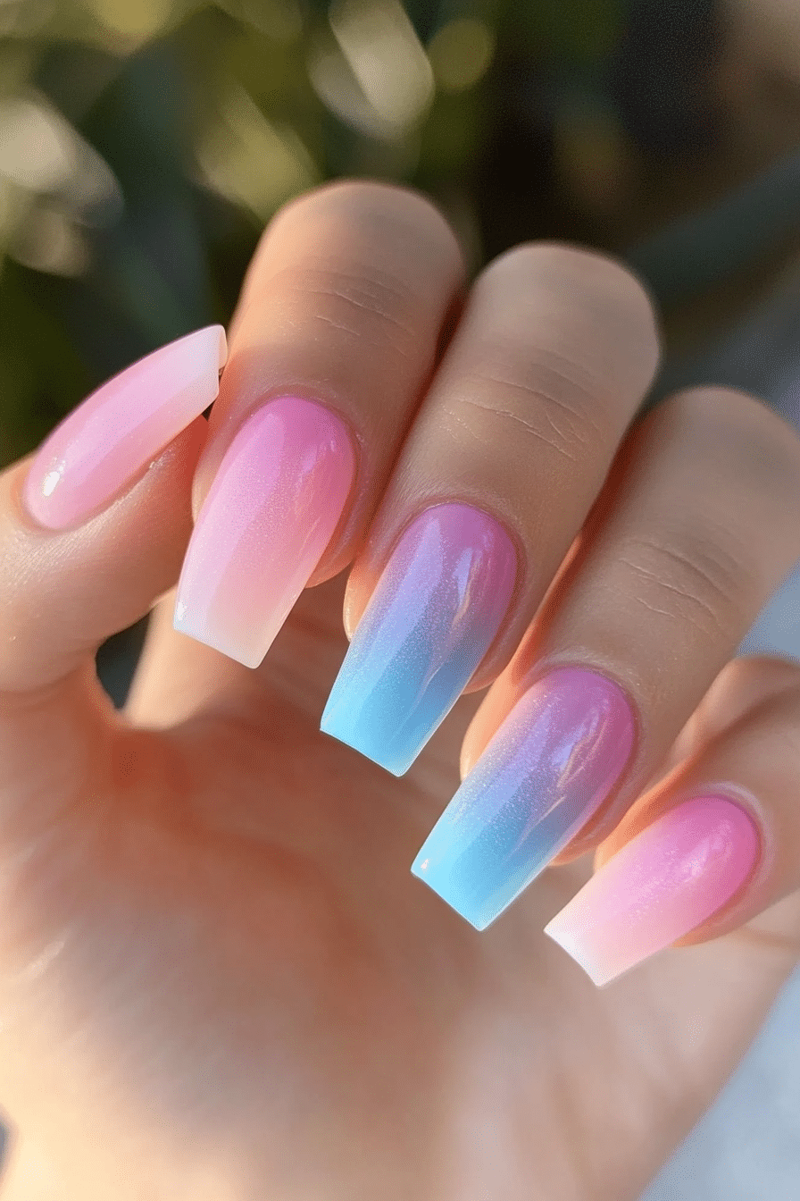 26. Cotton Candy Dreams (Small Coffin Nail Design Ideas) - Small Coffin Nail Design Ideas