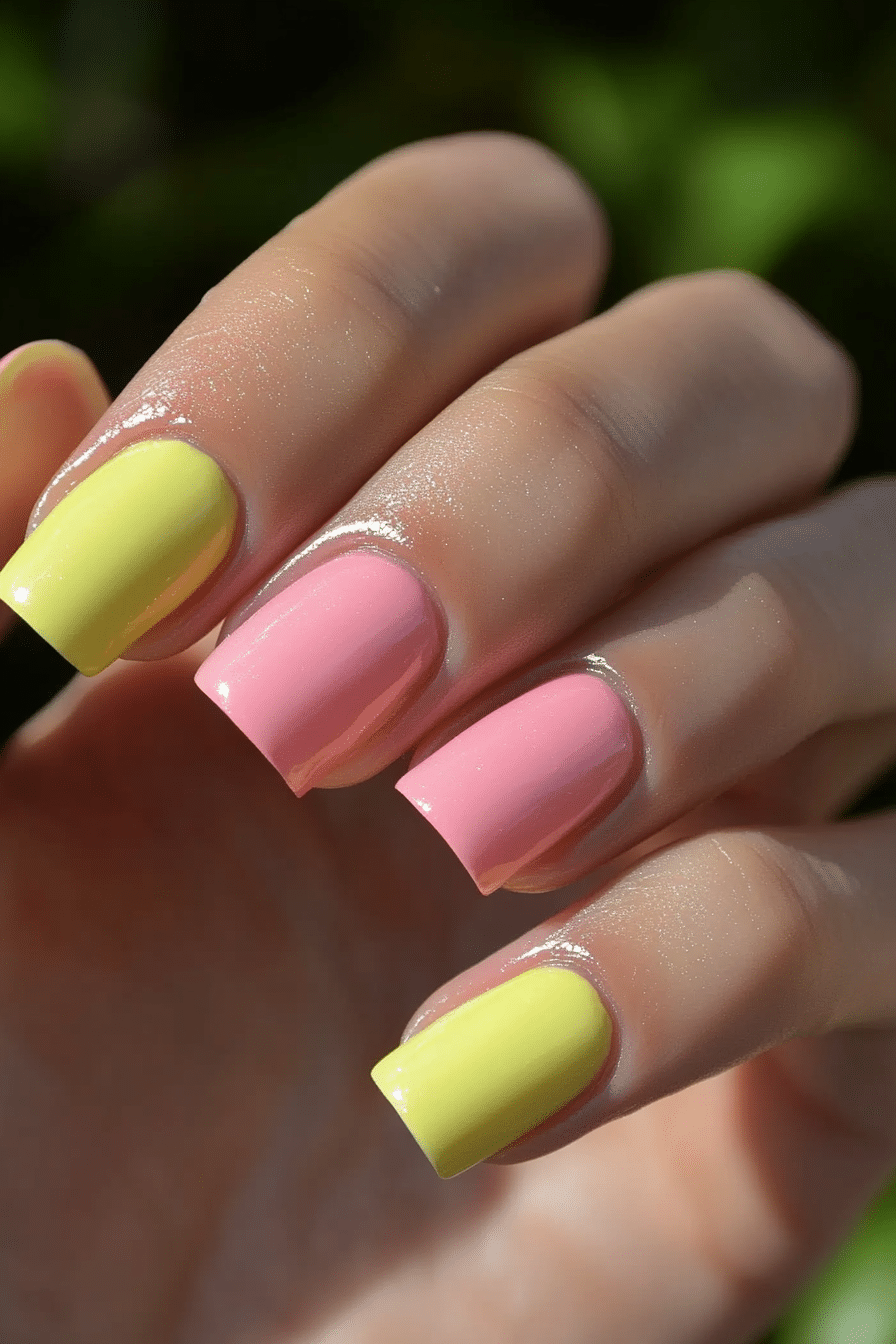 19. Glazed Lemon Rose (Yellow And Pink Nail Design Ideas) - Yellow And Pink Nail Design Ideas