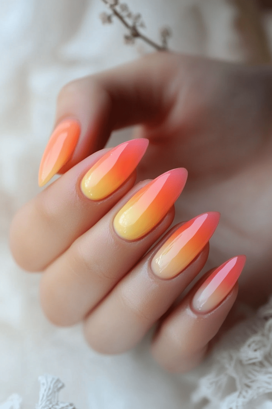 2. Sunset Ombre (Spring Nail Design Ideas) - Spring Nail Design Ideas