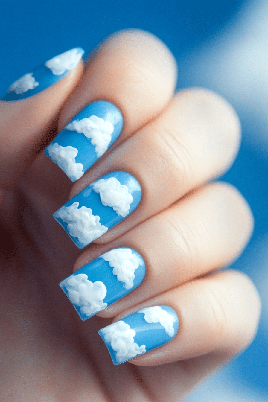 4. Sky Blue Whimsy (Spring Nail Design Ideas) - Spring Nail Design Ideas