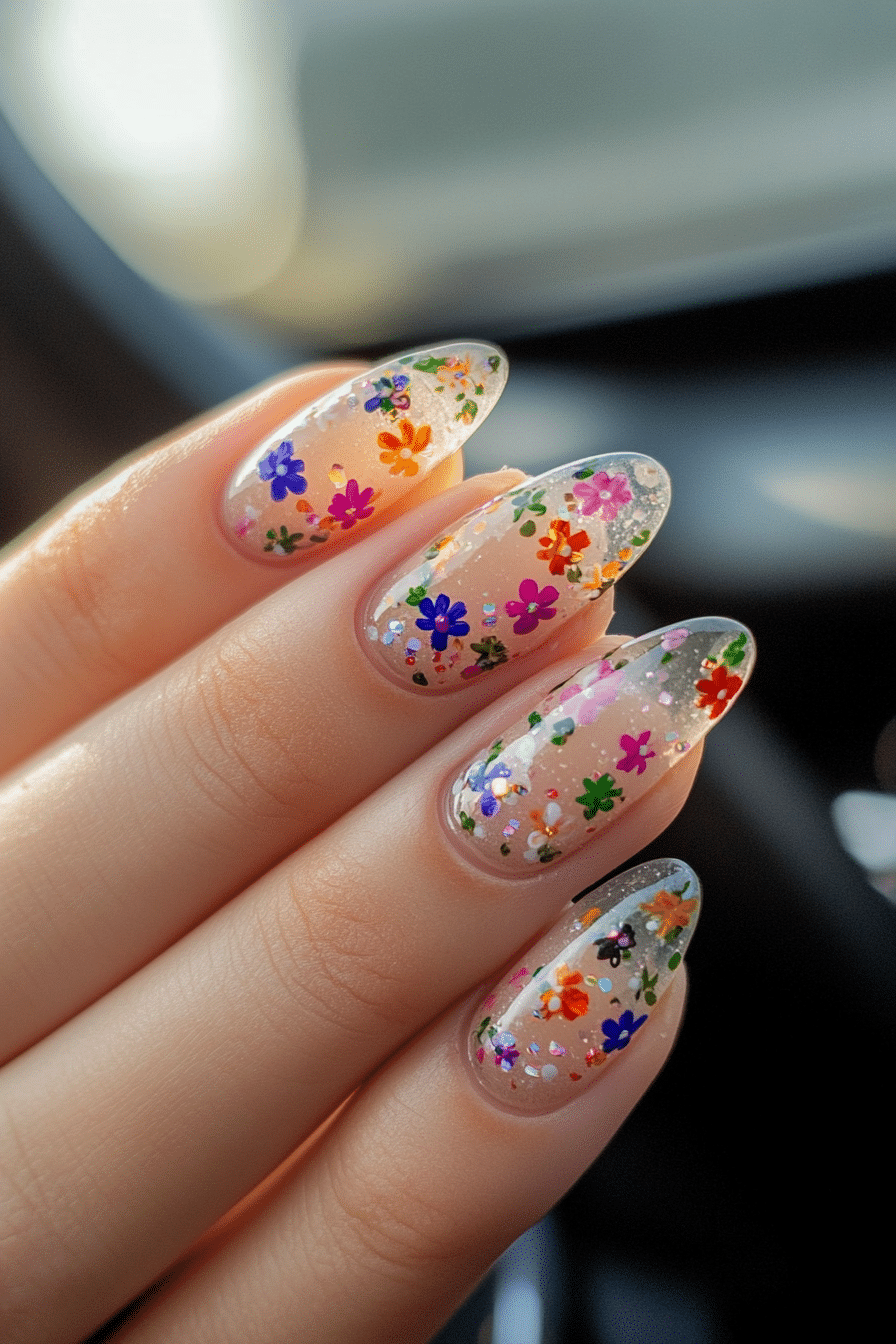 12. Floral Confetti (Spring Nail Design Ideas) - Spring Nail Design Ideas