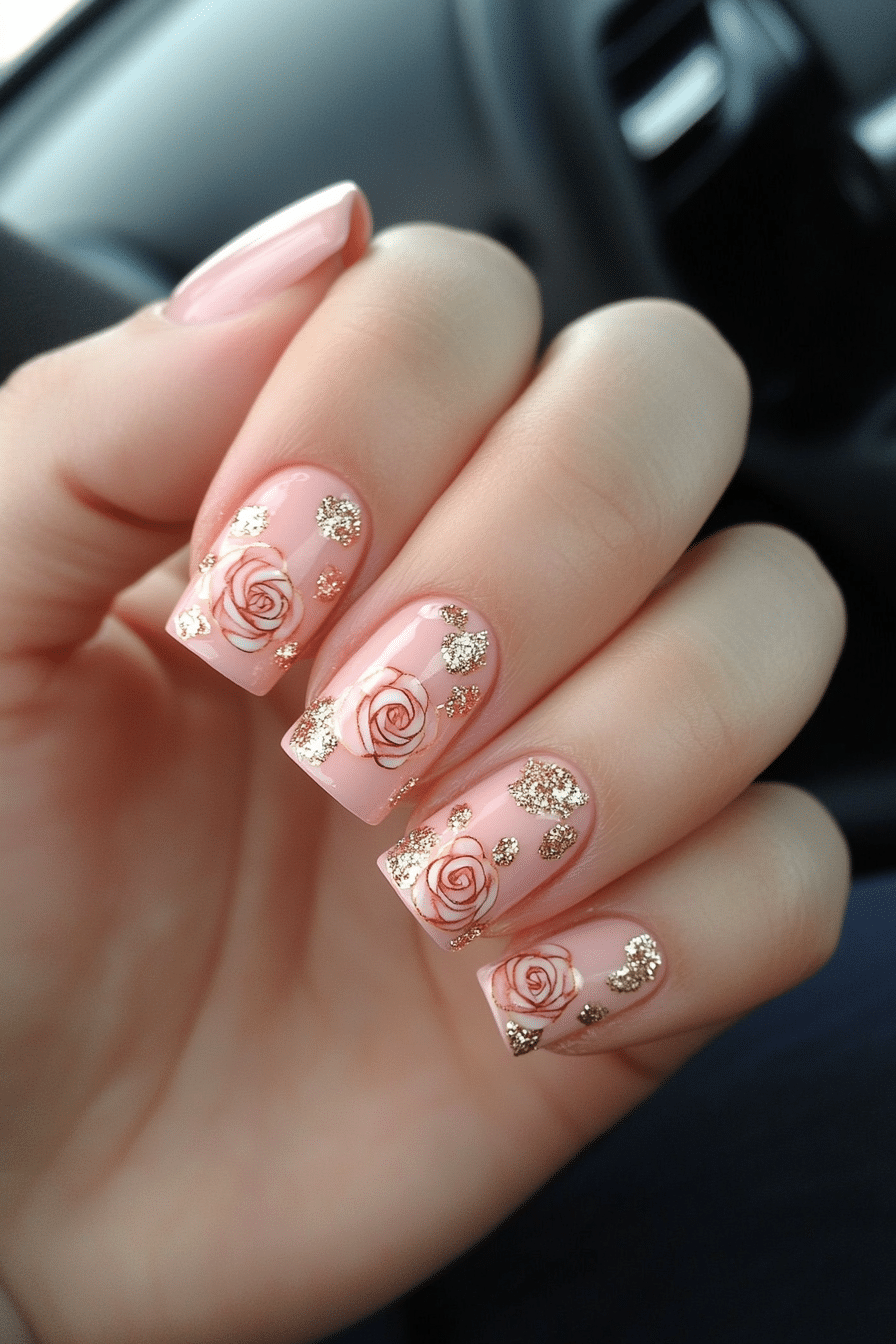 15. Rose Gold Bloom (Spring Nail Design Ideas) - Spring Nail Design Ideas