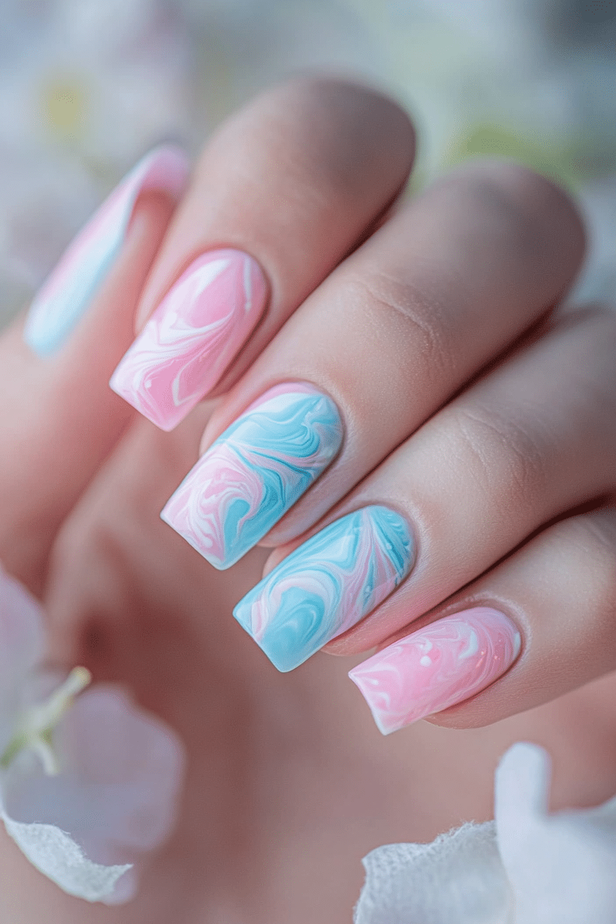 17. Cotton Candy Swirl (Spring Nail Design Ideas) - Spring Nail Design Ideas