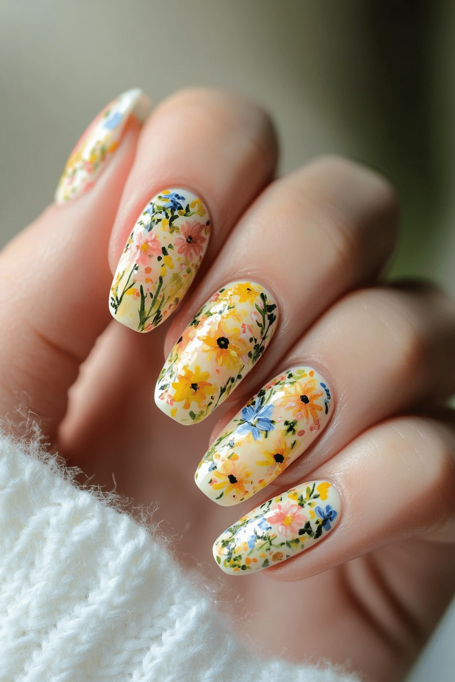 22. Wildflower Garden (Spring Nail Design Ideas) - Spring Nail Design Ideas
