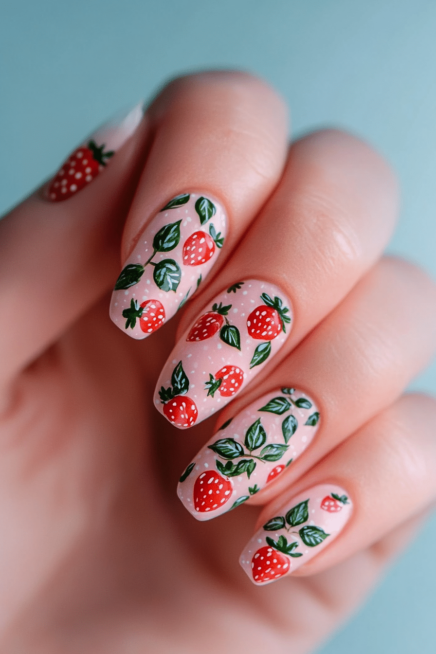 23. Strawberry Sorbet (Spring Nail Design Ideas) - Spring Nail Design Ideas