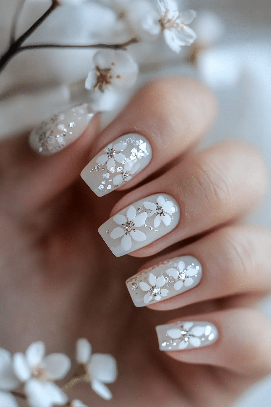 26. Pear Blossom Shine (Spring Nail Design Ideas) - Spring Nail Design Ideas