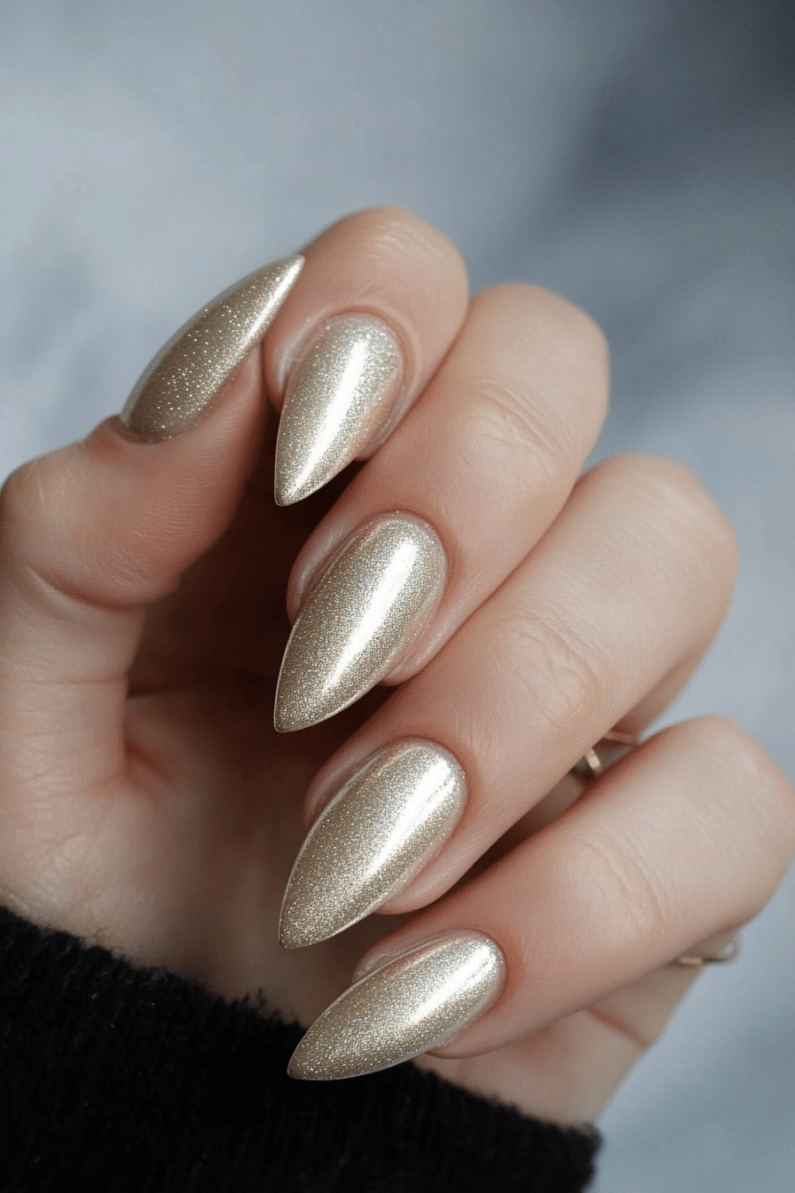 2. Champagne Shimmer (Nail Design Ideas For Older Women) - Nail Design Ideas For Older Women
