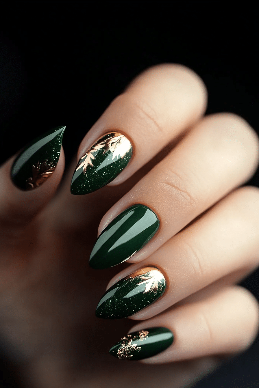 4. Emerald Luxe Accents (Nail Design Ideas For Older Women) - Nail Design Ideas For Older Women