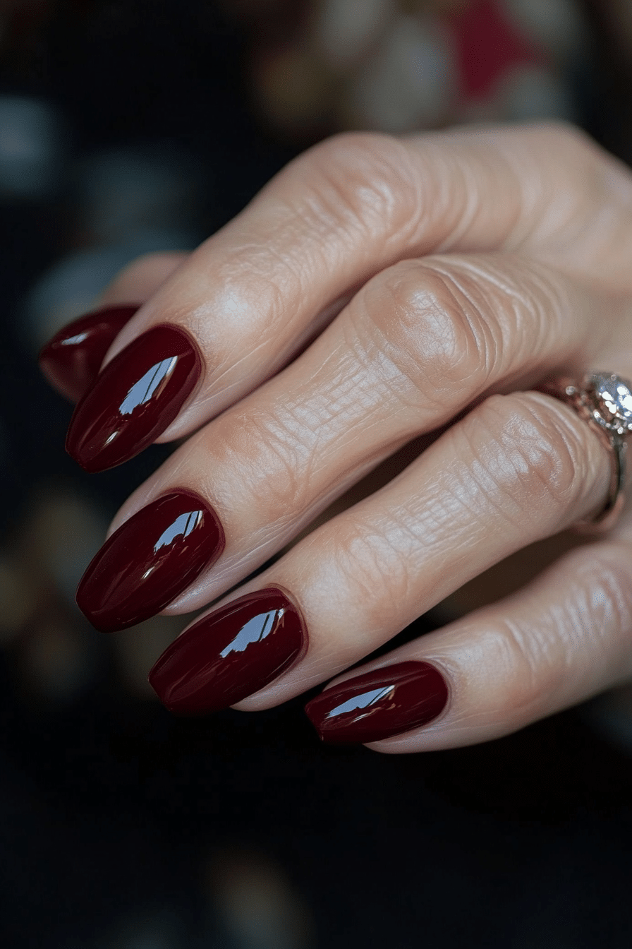 10. Bordeaux Chic (Nail Design Ideas For Older Women) - Nail Design Ideas For Older Women