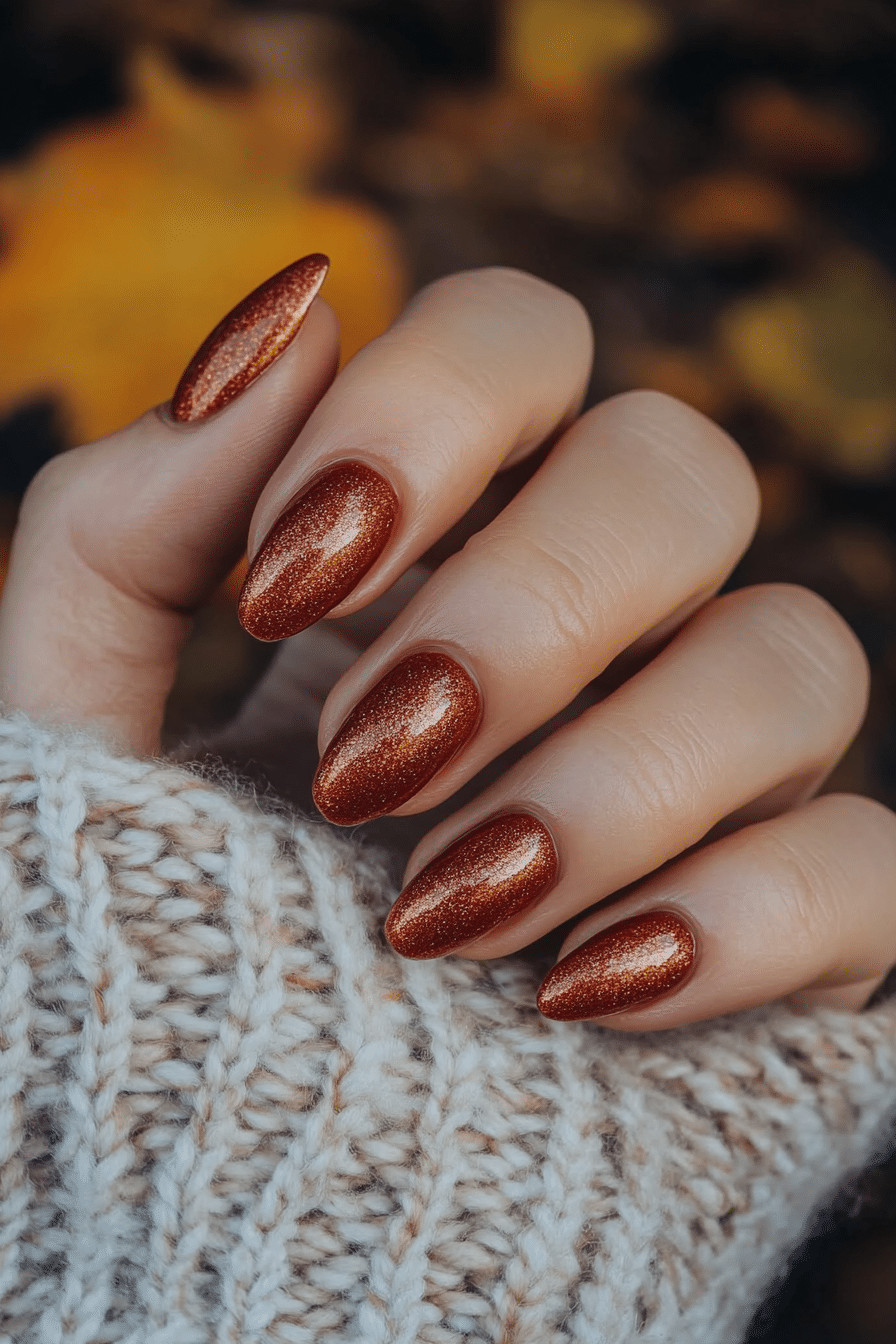 15. Burnt Sienna Glow (Nail Design Ideas For Older Women) - Nail Design Ideas For Older Women