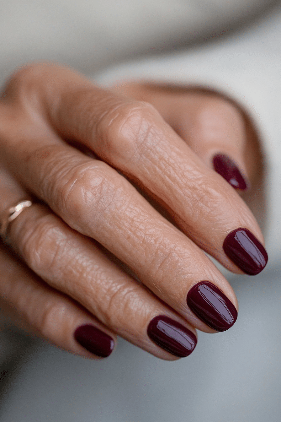 16. Subtle Plum Elegance (Nail Design Ideas For Older Women) - Nail Design Ideas For Older Women
