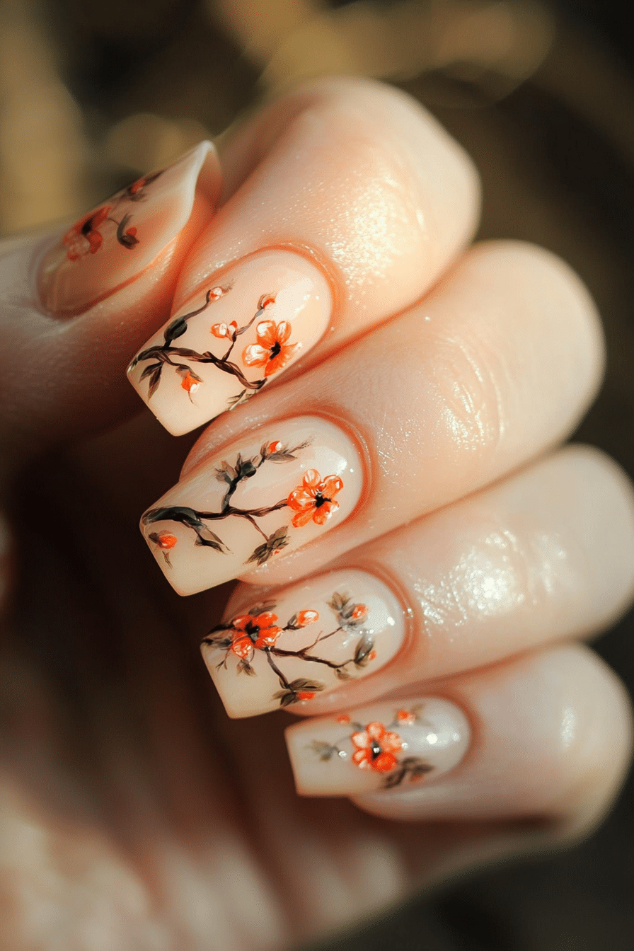 17. Delicate Peach Bloom (Nail Design Ideas For Older Women) - Nail Design Ideas For Older Women