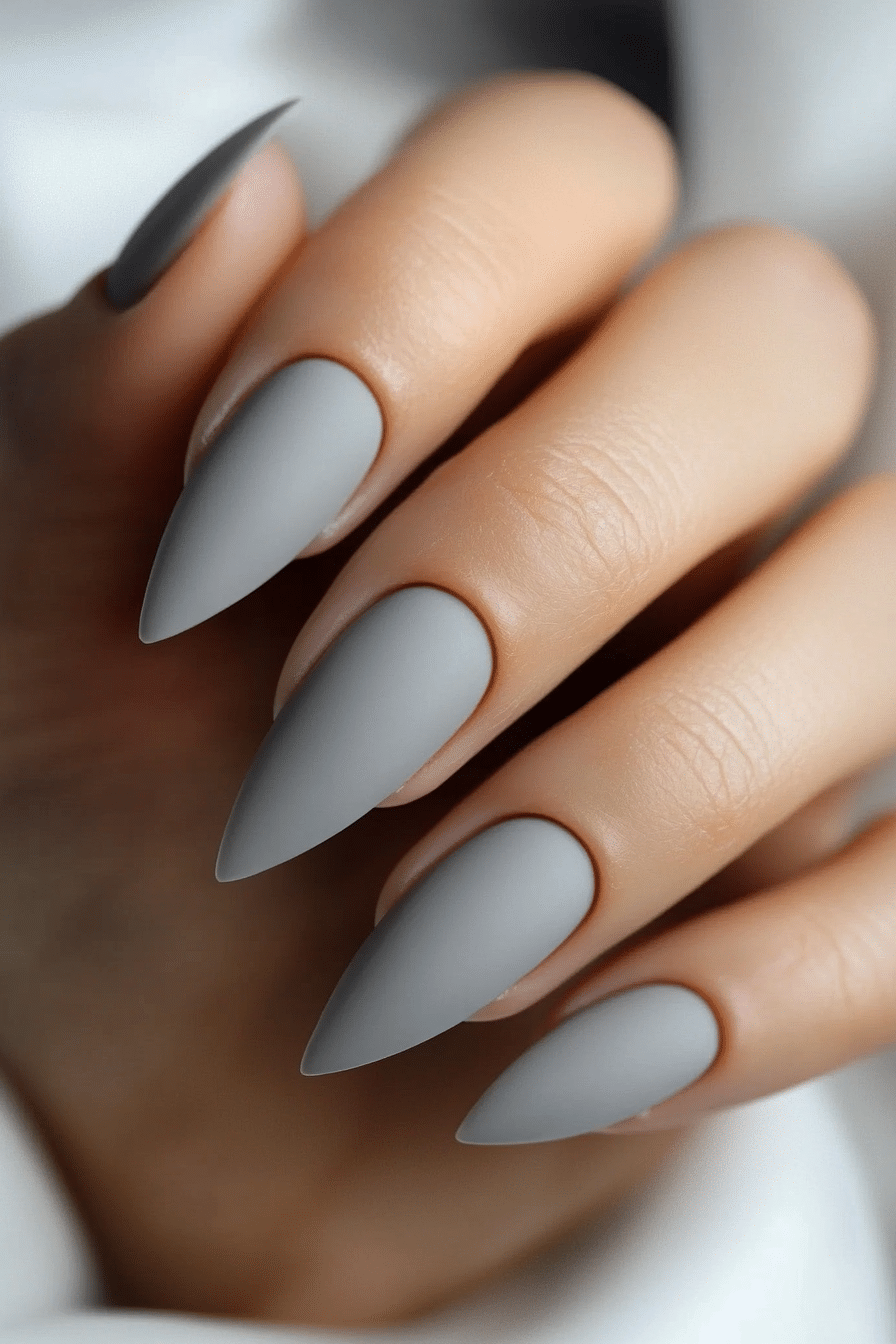 18. Satin Gray Chic (Nail Design Ideas For Older Women) - Nail Design Ideas For Older Women