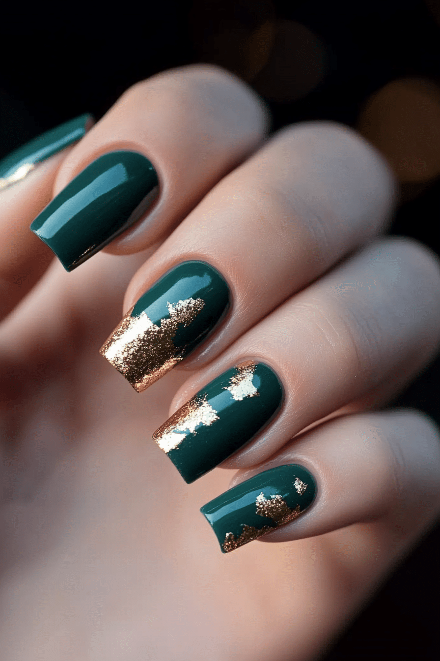 22. Elegant Teal Contrast (Nail Design Ideas For Older Women) - Nail Design Ideas For Older Women