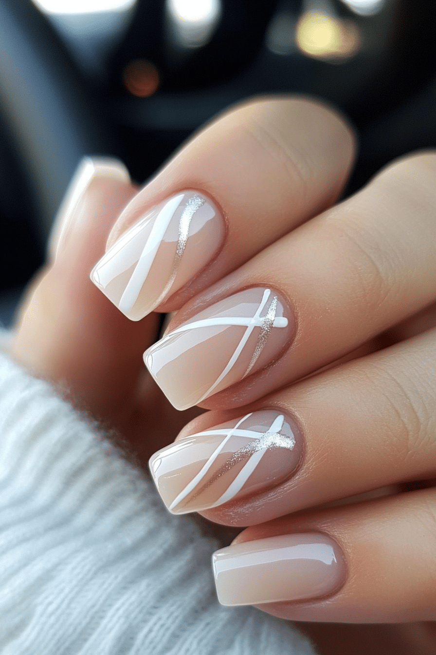 5. Minimalist White Stripes (Nail Design Ideas For Short Nails) - Nail Design Ideas For Short Nails