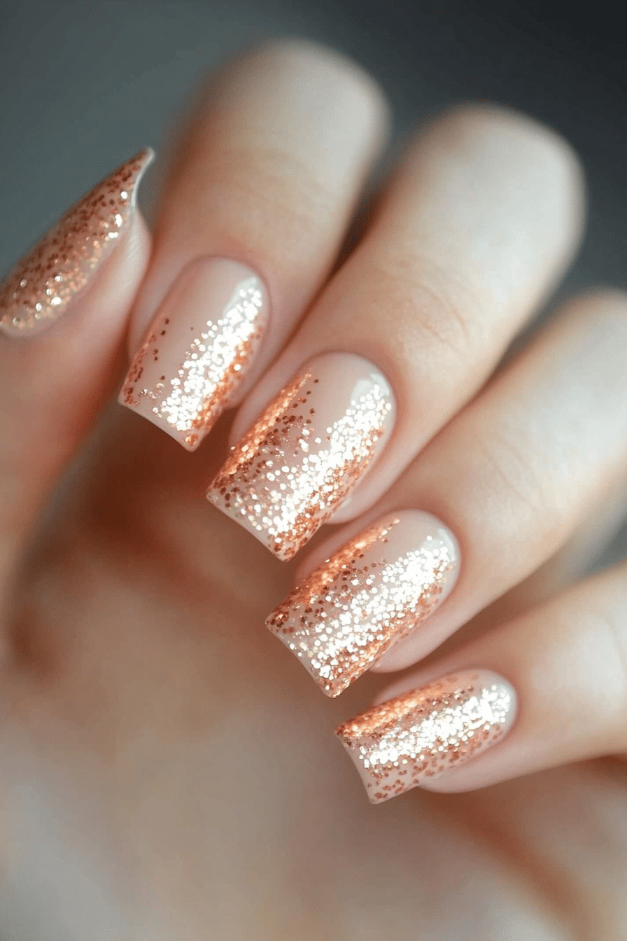 8. Glistening Rose Gold Tips (Nail Design Ideas For Short Nails) - Nail Design Ideas For Short Nails