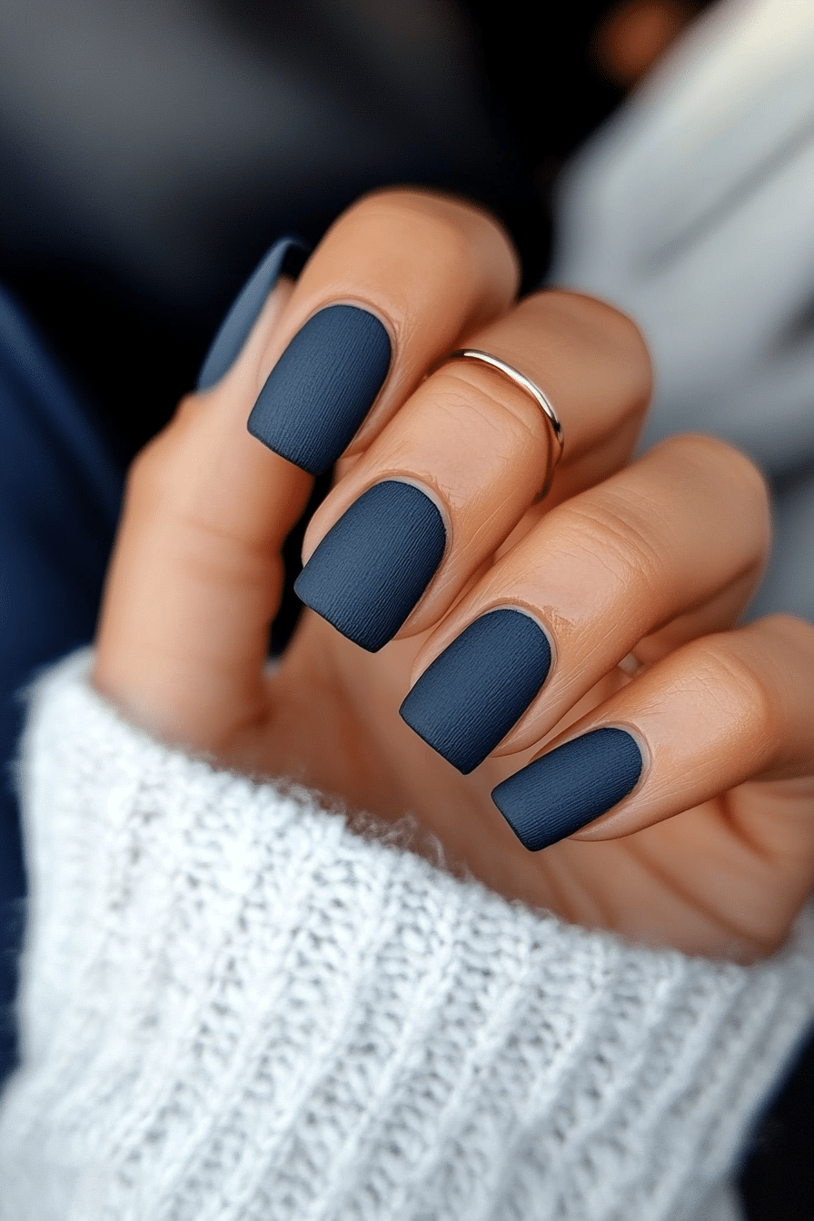 18. Denim Blue Matte (Nail Design Ideas For Short Nails) - Nail Design Ideas For Short Nails