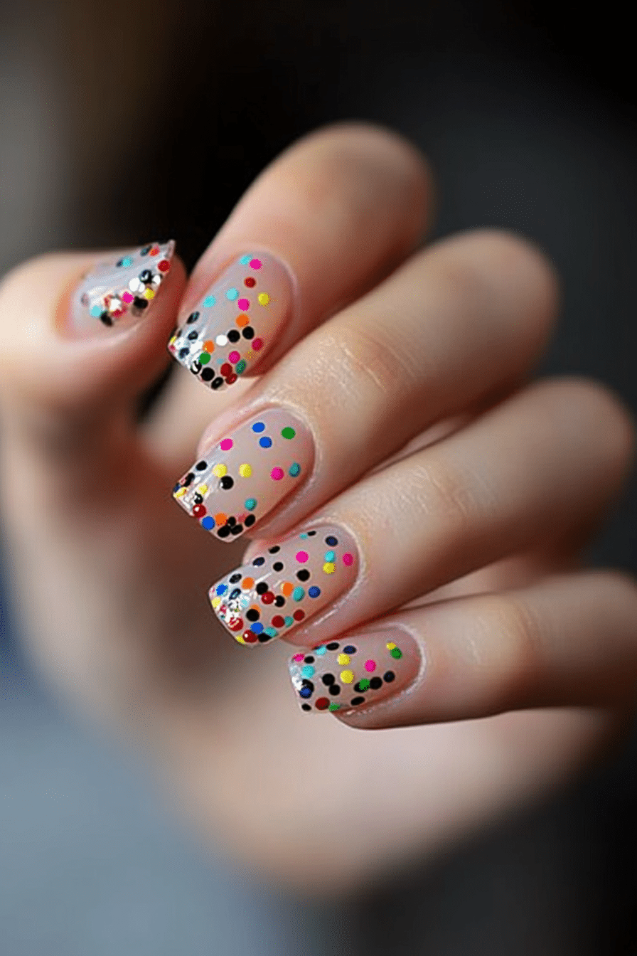 26. Confetti Party Nails (Nail Design Ideas For Short Nails) - Nail Design Ideas For Short Nails