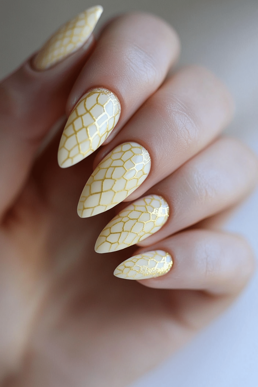 13. Soft Honeycomb Elegance (Pastel Yellow Nail Design Ideas) - Pastel Yellow Nail Design Ideas
