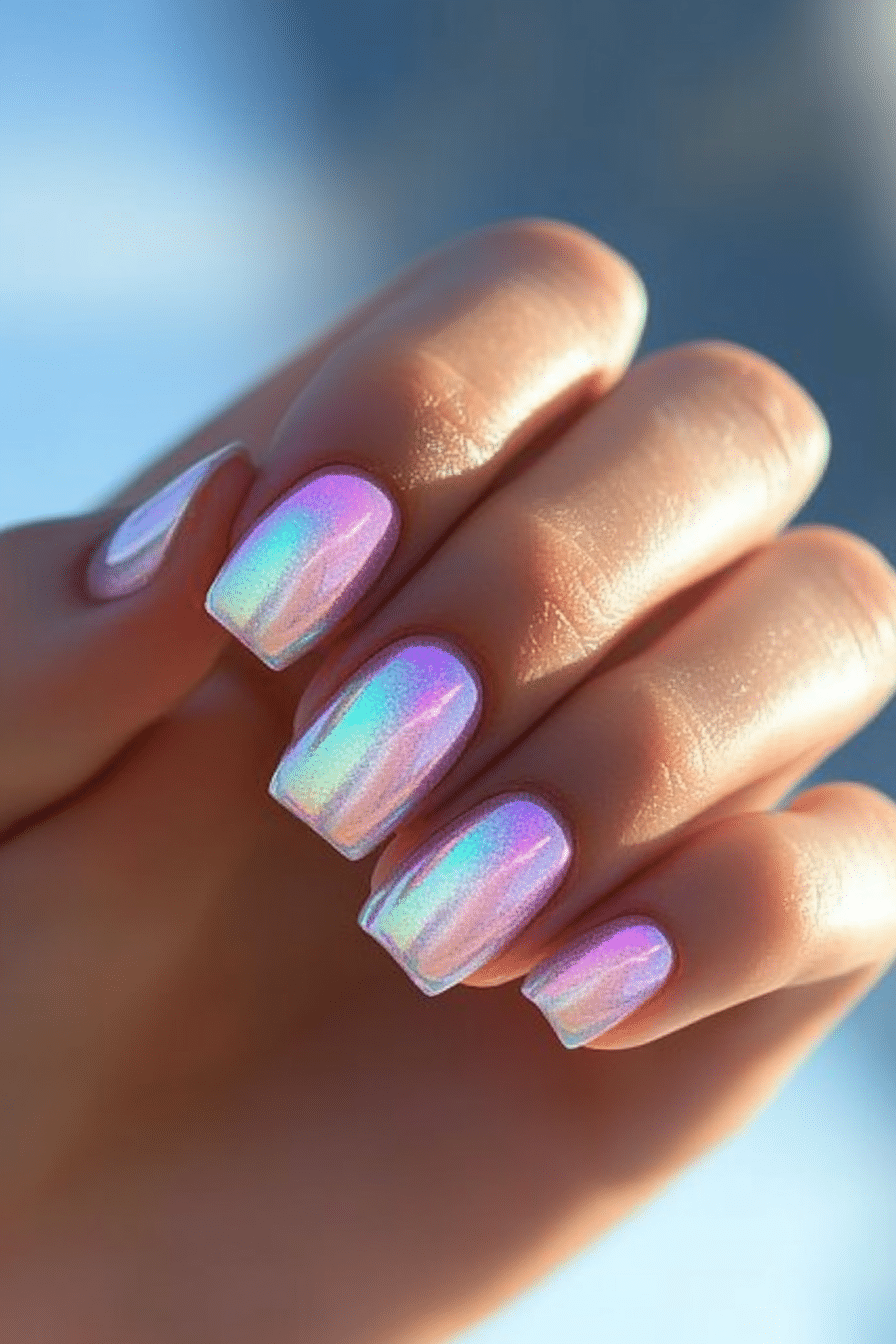 6. Holographic Lilac (Very Short Nail Design Ideas) - Very Short Nail Design Ideas