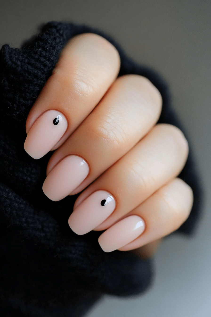 7. Minimalist Black Dot (Very Short Nail Design Ideas) - Very Short Nail Design Ideas